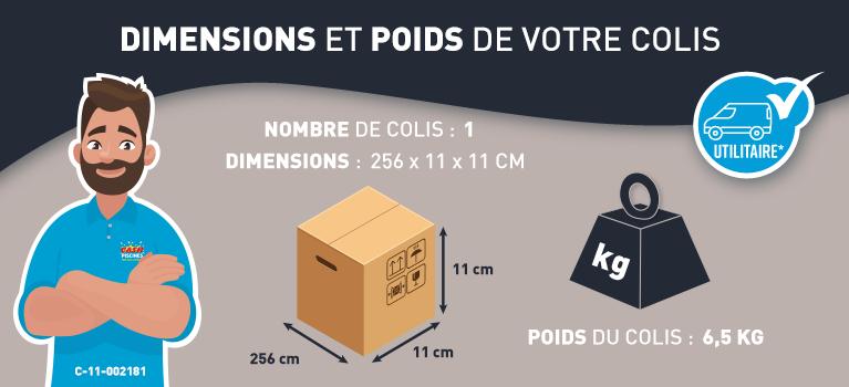 DIMENSIONS ET POIDS DU KIT D'EXTENSION D'ENROULEUR