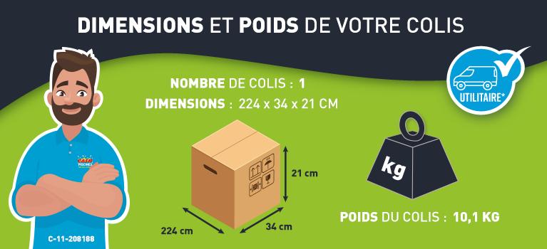 Dimensions et poids de la douche solaire en PVC 25L