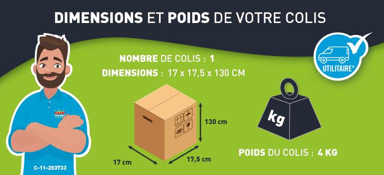 Dimensions et poids de la douche solaire PVC 9L