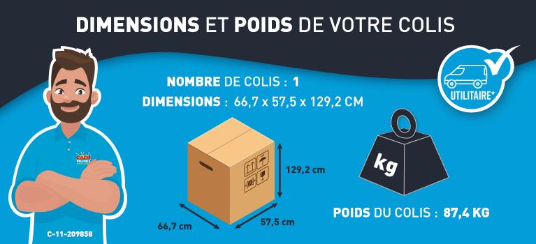 Dimensions et poids de la piscine tubulaire Prism Ronde Grise 