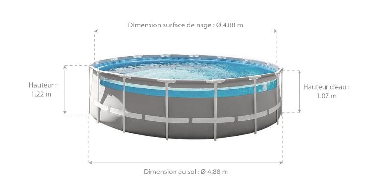 dimensions de la piscine tubulaire clear window ronde