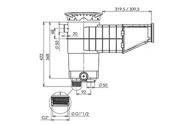 Dimensions skimmer vu de côté