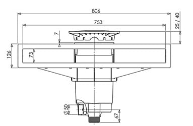 Dimensions du skimmer vu de face