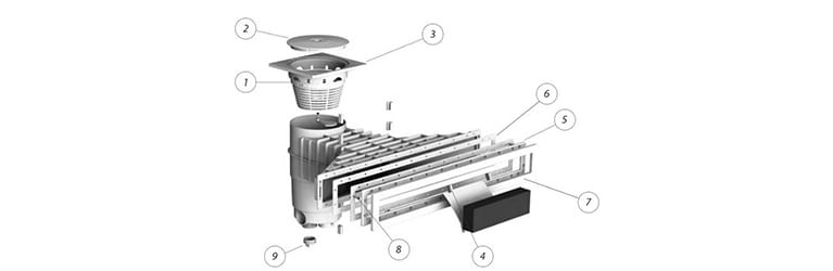 vue éclatée du skimmer design weltico a800