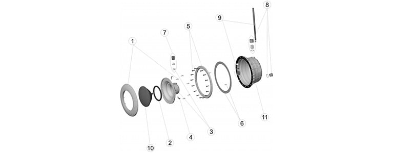 Vue éclatée du projecteur stanfor