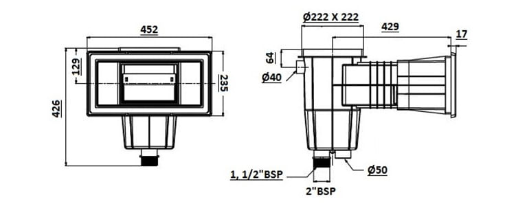 Dimensions du skimmer grande meurtrière liner one