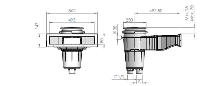 Dimensions du skimmer XXL liner stanfor