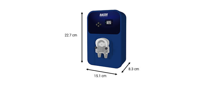 Dimensions du régulateur de pH Racer