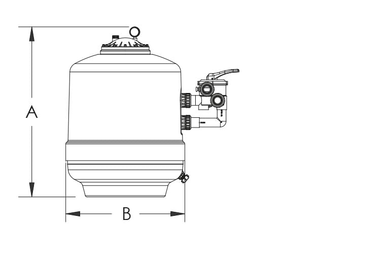 Dimensions du filtre à sable Racer Fiberline 22 m3/h