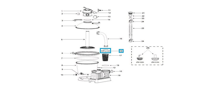 Vue éclatée groupe de filtration Flowclear