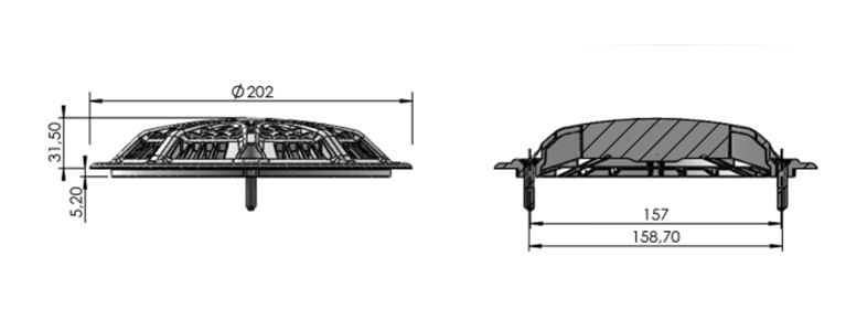 Dimensions de la grille anti-vortex grise