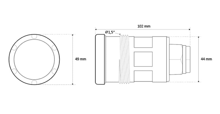 Dimensions du projecteur tubulaire seamaid