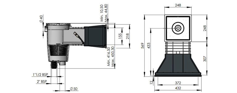 Dimensions du skimmer GM liner bleu