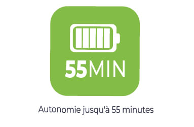 Autonomie jusqu'à 55 minutes