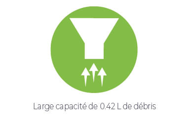 Large capacité de 0.42L de débris