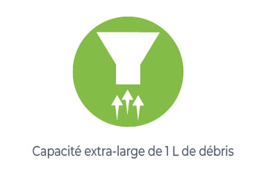 Capacité extra-large de 1L de débris