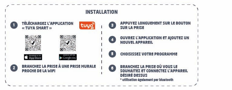 Étapes d'installation et d'utilisation de la prise connecté WiFi