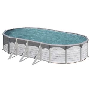 PISCINE ACIER 7,30X3,75 H 1,20 CERUSE