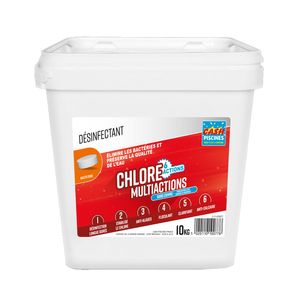 CHLORE MULTIACTIONS 10KG SANS CUIVRE 6 ACTIONS