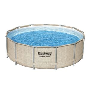 PISCINE BESTWAY POWER STEEL RONDE 3,96X1,07  ROTIN BEIGE