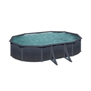 PISCINE ACIER 7,30X3,75 H 1,20 GRAPHITE