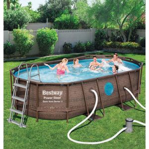 PISCINE BESTWAY POWER STEEL VISTA OVALE 4,27X2,50X1,00 TRESSEE