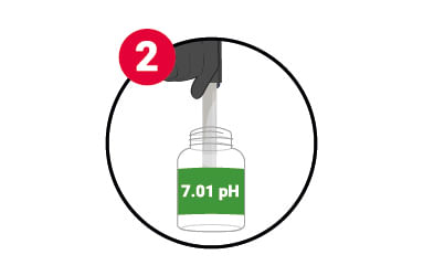 Tremper la sonde quelques secondes dans le pH 7